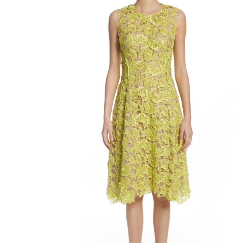 LELA ROSE**Guipure Lace Lime Dress**US 2 $1989 - Picture 2 of 14